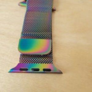 42 44 mm watch band metal oil slick irid